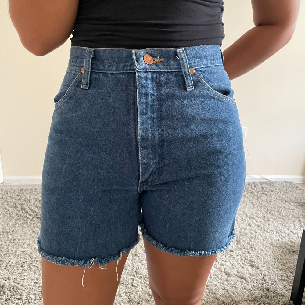 Wrangler Dark Denim Cutoff Mom Shorts
